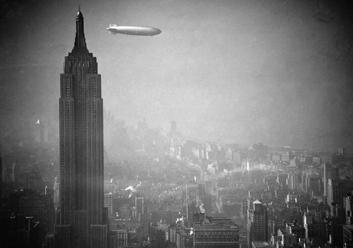 The Hindenburg Floating Past The Empire State Building In 1936