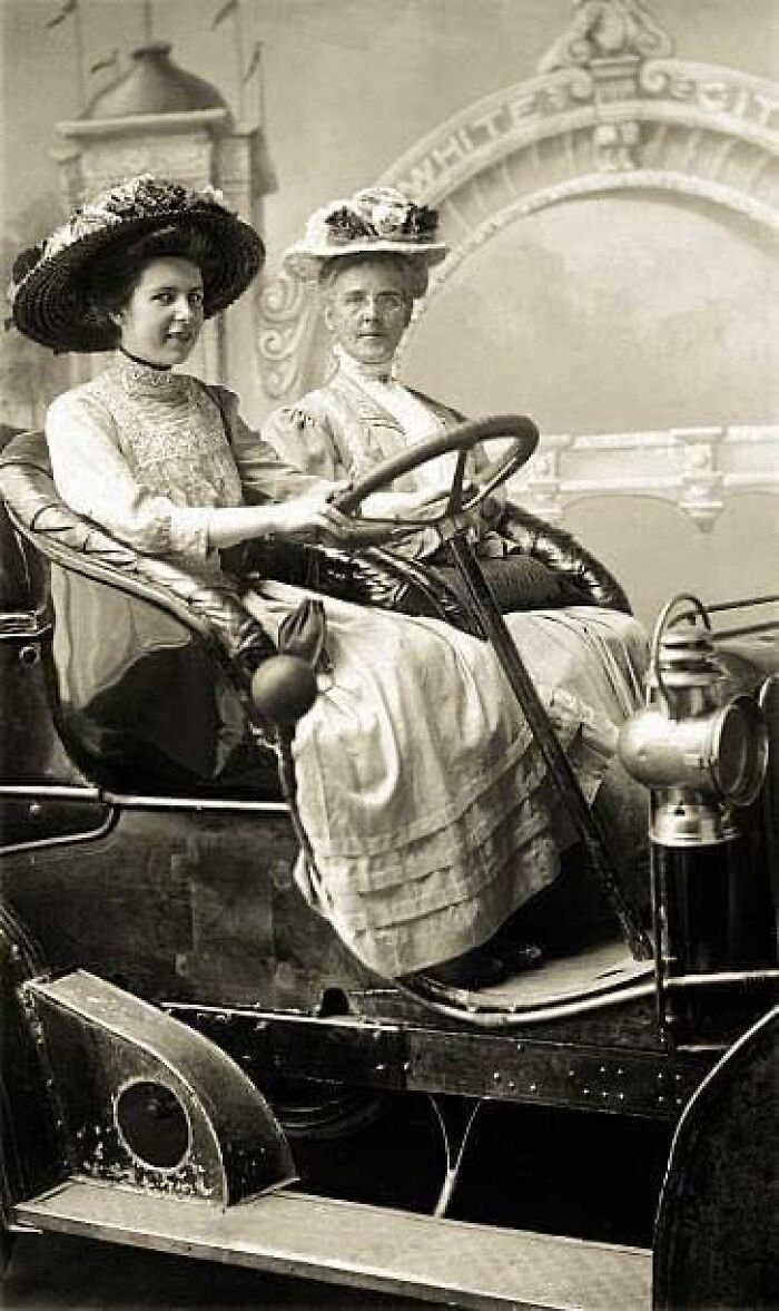 Victorian Women In Old Car