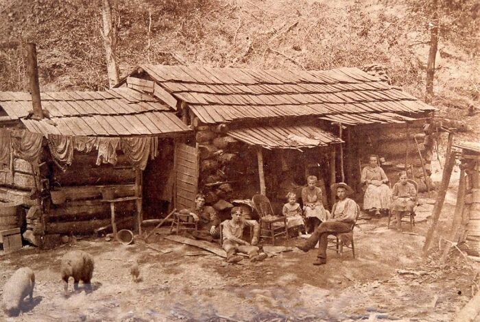 A Family At Their Cabin Home In West Virginia, 1900