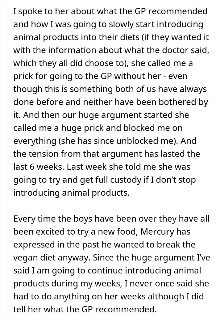 “AITA For Breaking My Children’s Vegan Diet Imposed On Them By My Ex?”