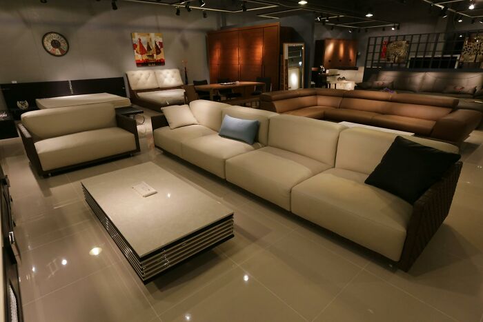 Luxury living room with elegant furniture and modern decor, indicating wealth.