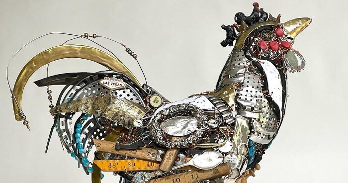 This Artist Repurposes Scrap Metal, Discarded Objects, And Textile Into Animal Sculptures (20 New Pics)