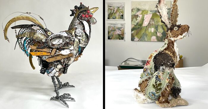 This Artist Repurposes Scrap Metal, Discarded Objects, And Textile Into Animal Sculptures (20 New Pics)