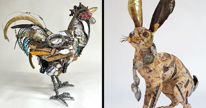 This Artist Repurposes Scrap Metal, Discarded Objects, And Textile Into Animal Sculptures (20 New Pics)