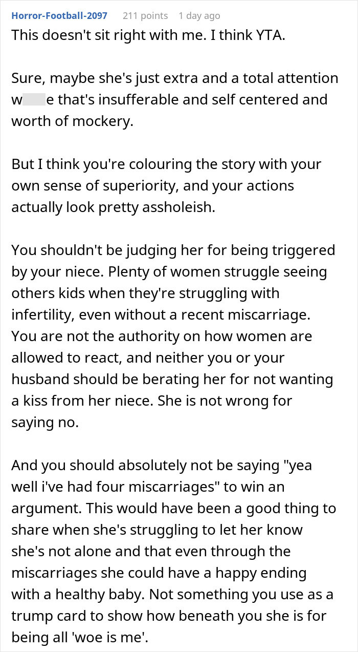 "[Am I The Jerk] For Telling My SIL That I’ve Had 4 Miscarriages When She Said I Didn’t Understand Her Loss?"