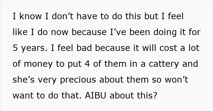 "[Am I Being Unreasonable] To Not Want To Look After My Sister's 4 Cats?"