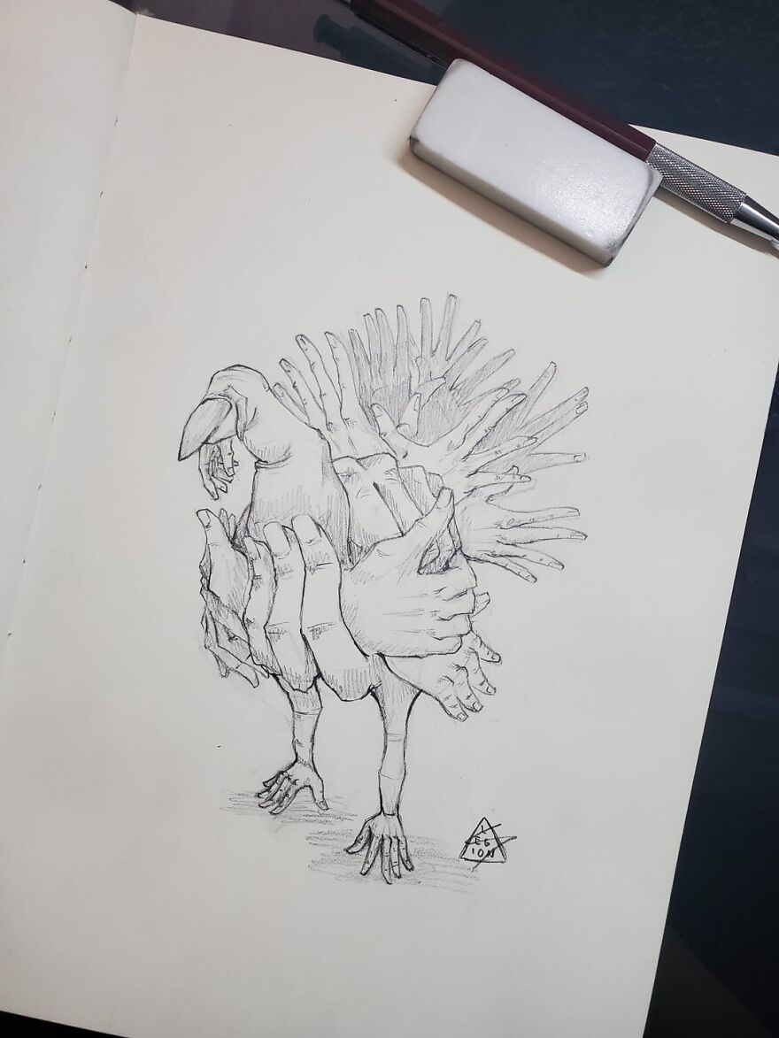 Was Told To Draw A Hand Turkey. Instructions Unclear