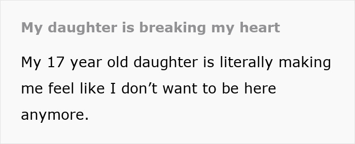 Text about a mom struggling with her 17-year-old daughter's behavior, questioning ADHD as a possible cause.