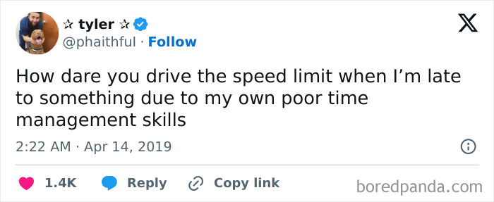 University life meme about being late due to poor time management skills and drivers following the speed limit.