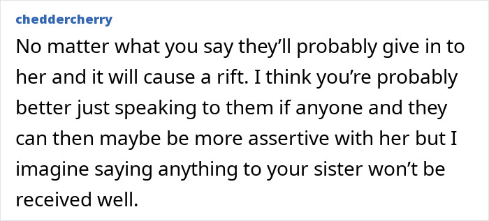 Text comment about family dynamics and communication challenges with old parents and children.