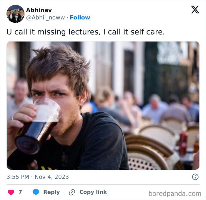 Student enjoying a drink at a cafe, capturing the essence of university life.