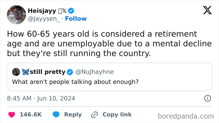 Screenshot of a Twitter joke about older individuals and job skill mismatches, highlighting funny fails.