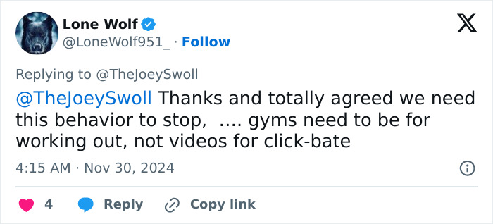 Bodybuilder Joey Swoll Shares Update On Woman “Doing Inappropriate Things” On Gym Equipment