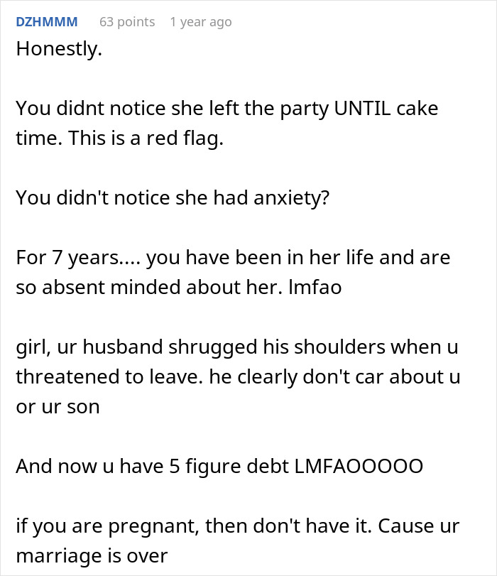 Text from a discussion about a woman upset over her stepdaughter running away from a $10K party.