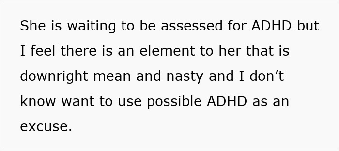 Text discussing concerns about 17-year-old daughter's behavior and potential ADHD assessment.