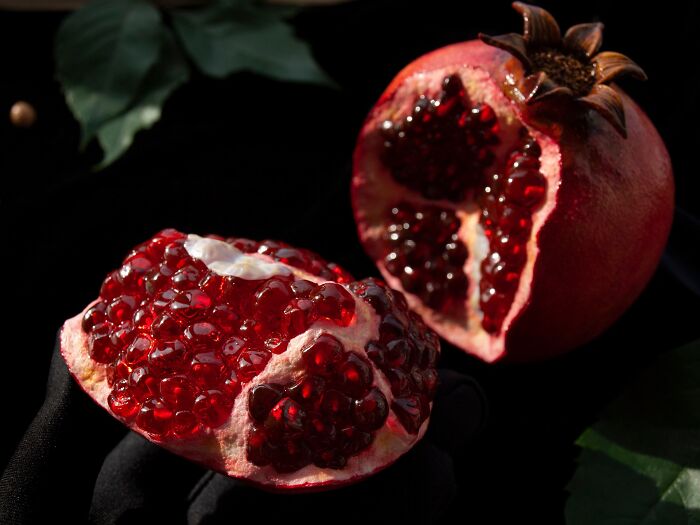 Handmade Pomegranate With The Slice. Made Of Polymer Clay, Epoxy Resin, Paint, And My Nerve Cells