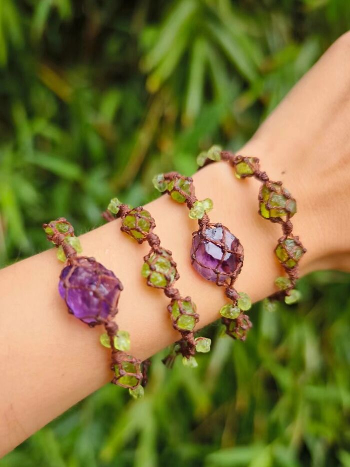 I Wove Some Grapevine Bracelets With Amethyst And Peridot