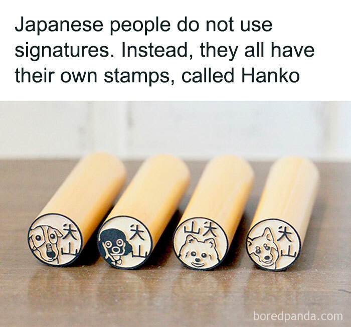 Hanko stamps featuring cartoon animals, illustrating a unique signature method in Japan.