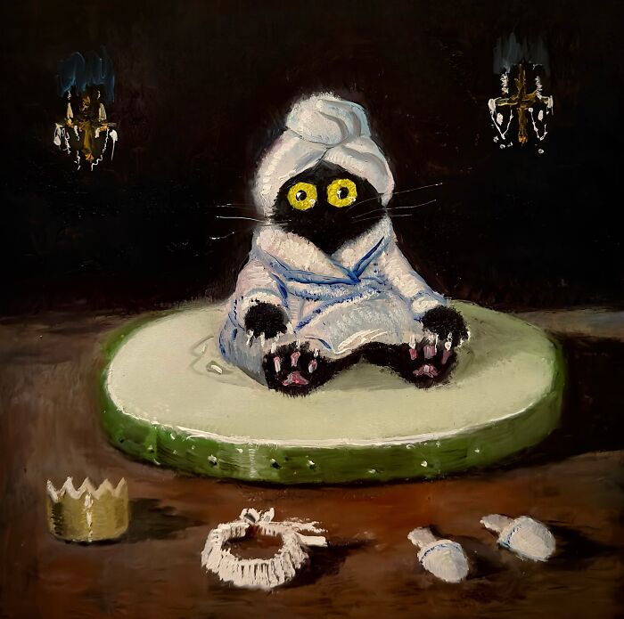 Paintings Of Cats That Are A Slightly Unhinged Mashup Of Humor, Grandeur, And Chaos, By Vanessa Stockard