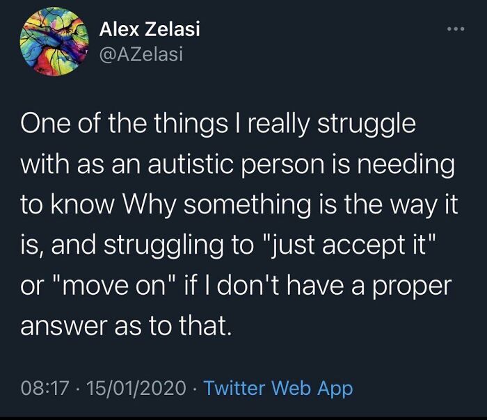 Tweet about struggles with understanding by someone with a spicy brain.