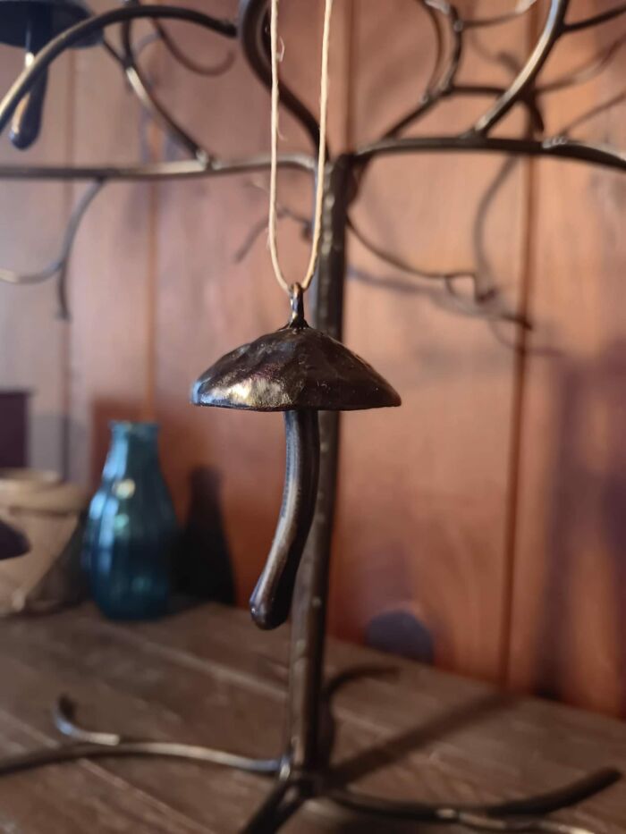 We Wanted To Share These Hand Forged Metal Mushroom Ornaments