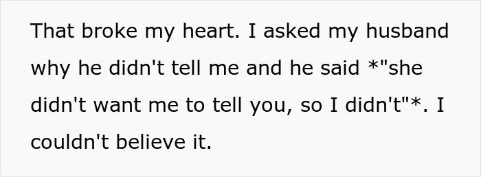 Text conversation expressing disbelief over a stepdaughter’s actions at an expensive party.