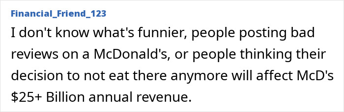 Text commentary on McDonald's reviews and revenue amidst Luigi Mangione incident.