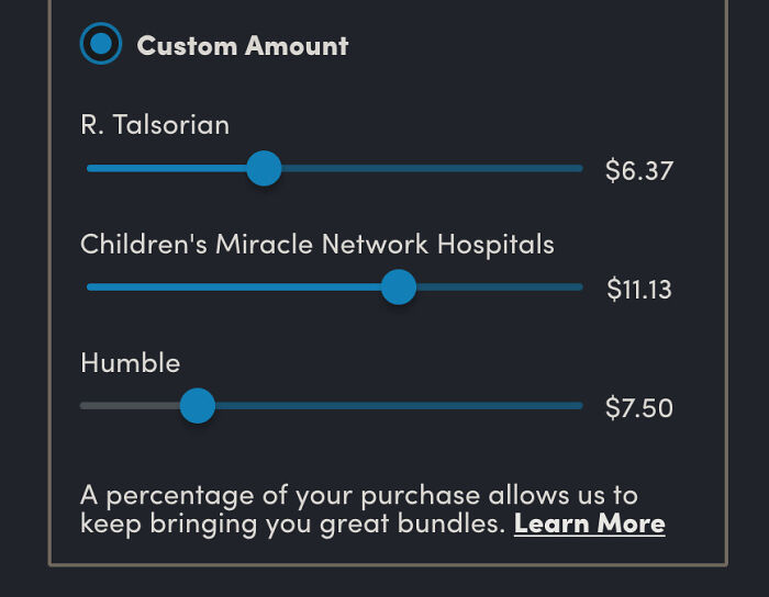 Sliders showing donation amounts for various organizations, a subtle example of deceptive-marketing-techniques.