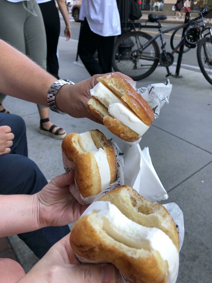 Warm Glazed Donut Ice Cream Sandwiches