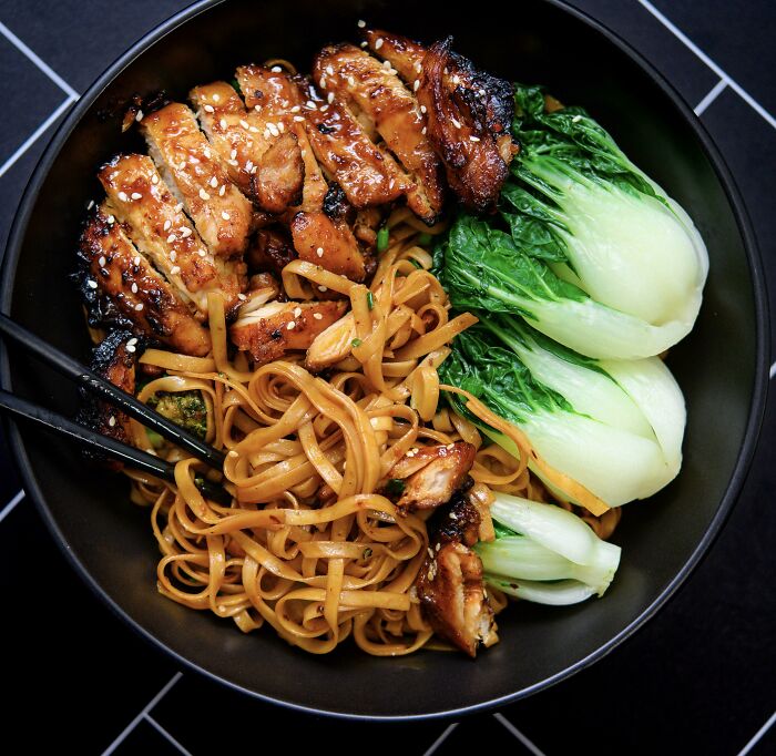 Homemade Asian BBQ Chicken Lo Mein