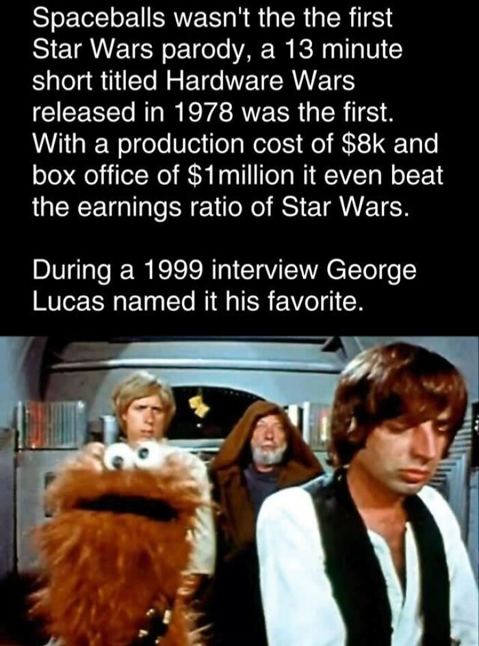 "Characters from 'Hardware Wars,' the first Star Wars parody from 1978, highlighting interesting facts and curiosities."