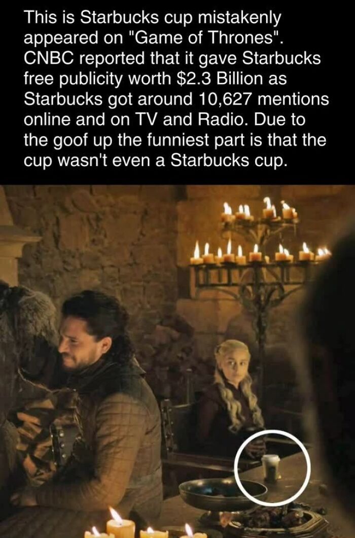 Game of Thrones scene with a mistaken coffee cup, highlighting interesting facts and media curiosities.