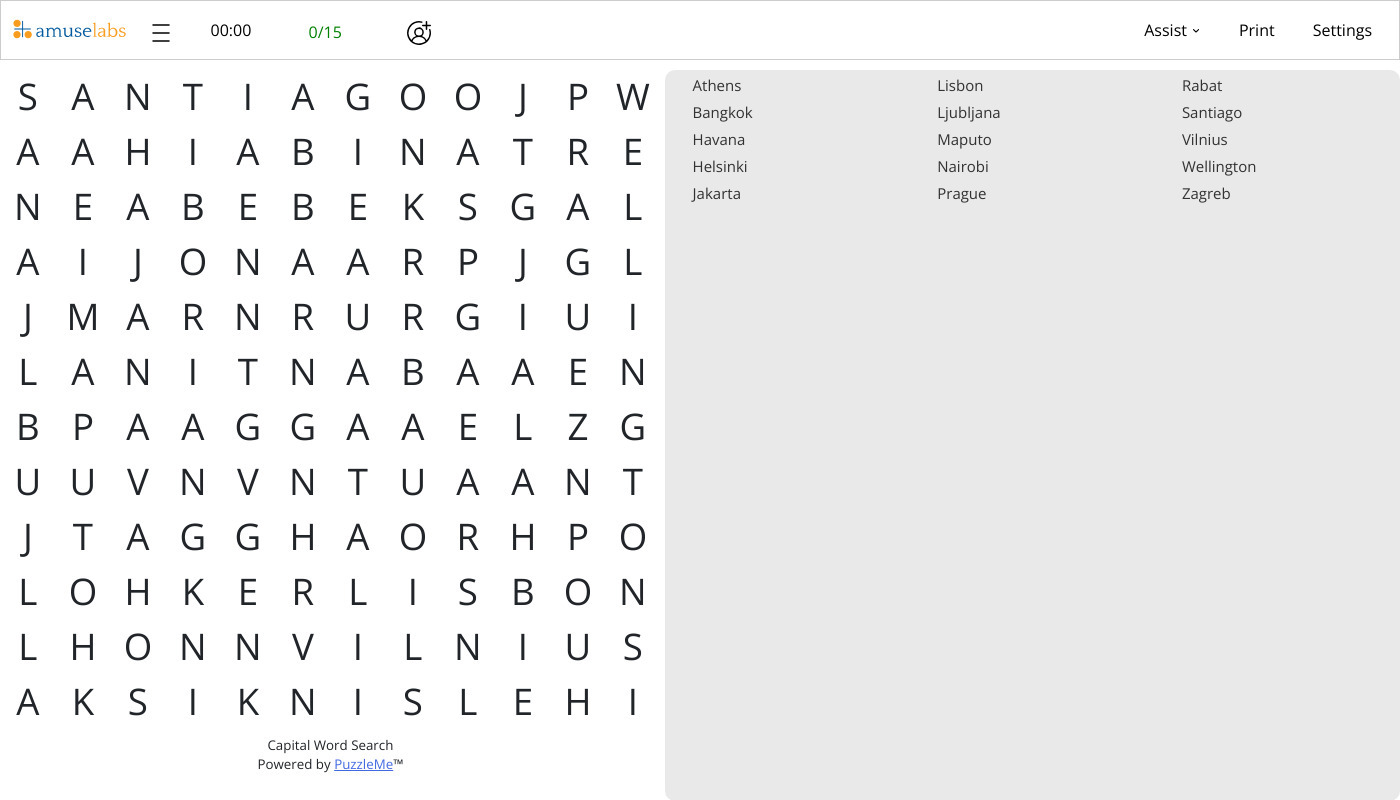 Capital Word Search