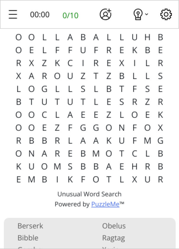 Unusual Word Search