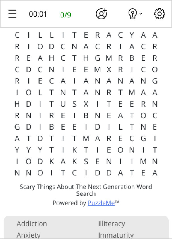 Scary Things About The Next Generation Word Search