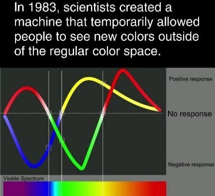 Graph illustrating new colors outside the regular visible spectrum, an interesting fact about 1983 scientific innovation.