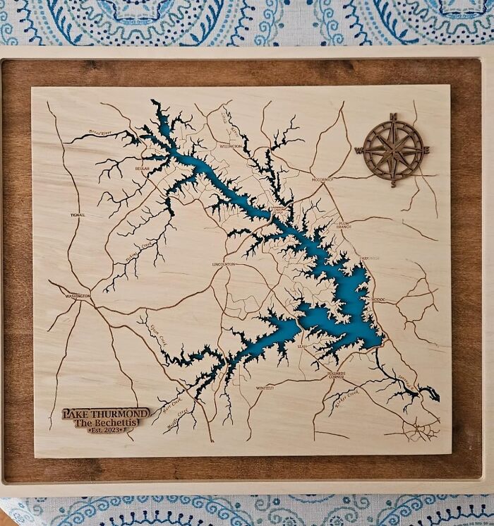 Map Out Their Favorite Memories With A Custom Lake Map Carved In Wood. This Beautifully Detailed Piece Captures The Essence Of A Special Lake, Making It A Perfect Gift For Nature Lovers And Those Who Cherish Outdoor Moments