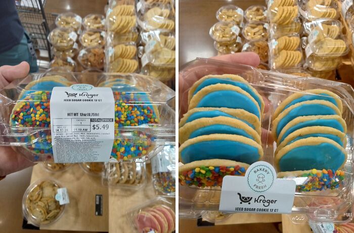 Misleading packaging design showing cookies with colorful sprinkles only on the front.