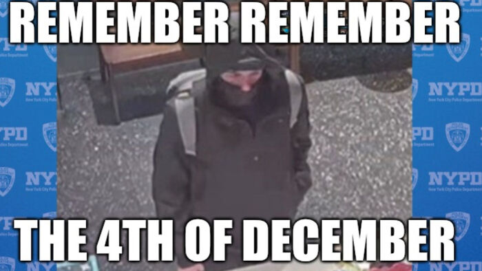 Person in black hoodie, text overlay "Remember Remember the 4th of December," suggesting a boring dystopia.