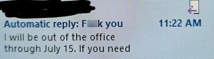 Humorous out-of-office reply email screenshot from a funny boss.