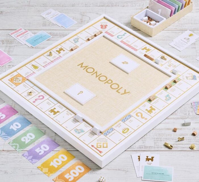 Elegant Monopoly board game set, ideal unique gift for women at Christmas.