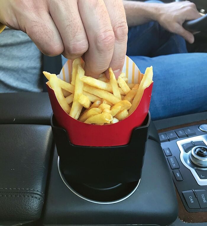 Say 'Goodbye' To Soggy Fries And 'Hello' To Crispy Perfection! This french Fry Holder Keeps Your Fries Upright And Dippable, So You Can Enjoy Every Last Bite (Without Sacrificing Your Car's Interior)