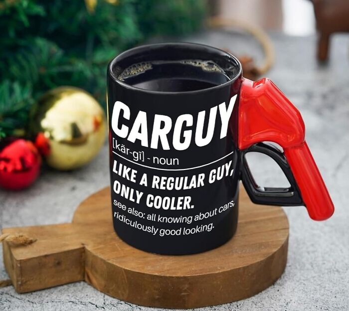 This Car Guy Mug Is The Perfect Way To Fuel Your Friend's Caffeine Addiction (And Their Love For Cars). With Its Petrol Pump Handle, It's The Quirky And Functional Gift That Will Have Them Saying "Fill 'Er Up!" Every Morning