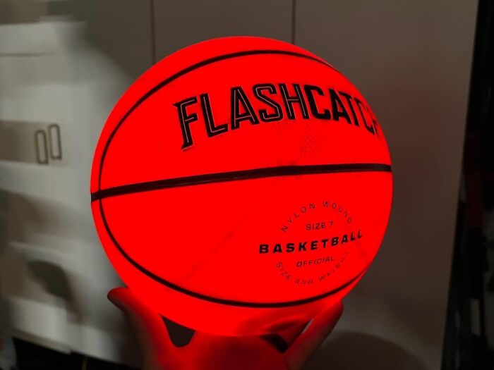 Glow-in-the-dark basketball called FlashCatch, ideal as gifts for teens.