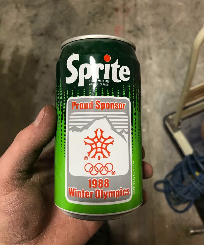 Sprite can featuring 1988 Winter Olympics sponsor graphic.