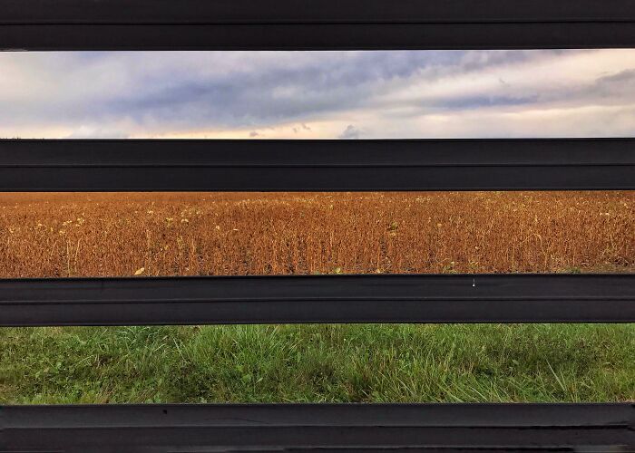 Perfect fit: Landscape perfectly aligned between black bars under a cloudy sky.