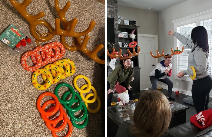 Set Upi Indoor Winter Olympics With This Super Fun And Inflatable Reindeer Ring Toss 