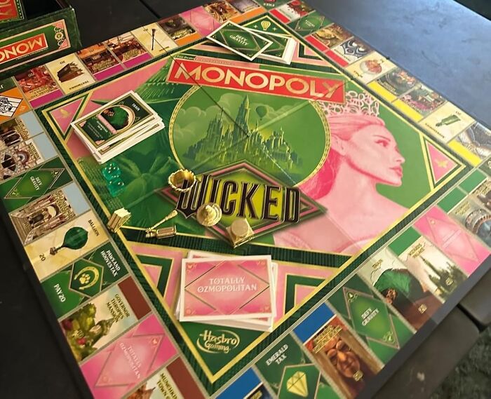 Monopoly Wicked board game, a creative option for last minute budget gifts, featuring unique green and pink design.