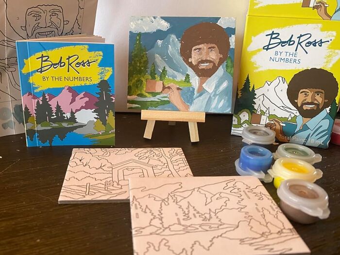 Bob Ross painting kit and supplies, ideal budget gift for art lovers.