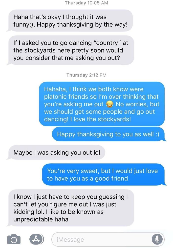 Text conversation highlighting men’s infuriating approaches to women, discussing friendship boundaries.